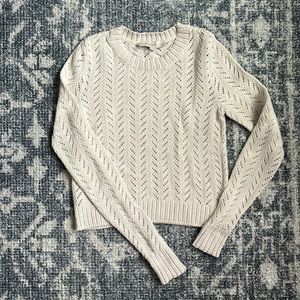 Loft Cropped Knitted Cream Sweater